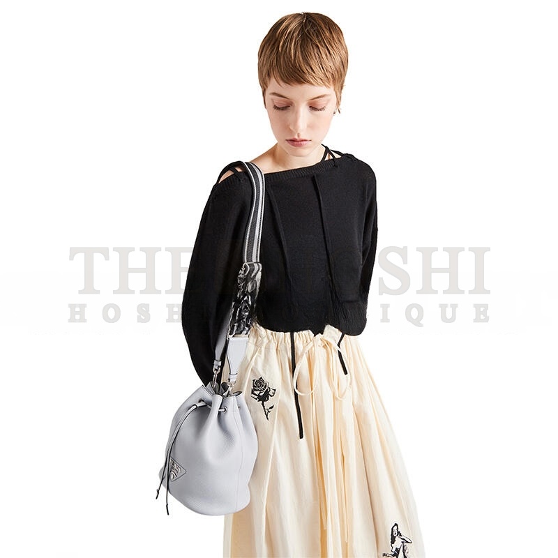 Pra*a LEATHER BUCKET SHOULDER BAG CROSSBODY BAG REGULAR WOMEN