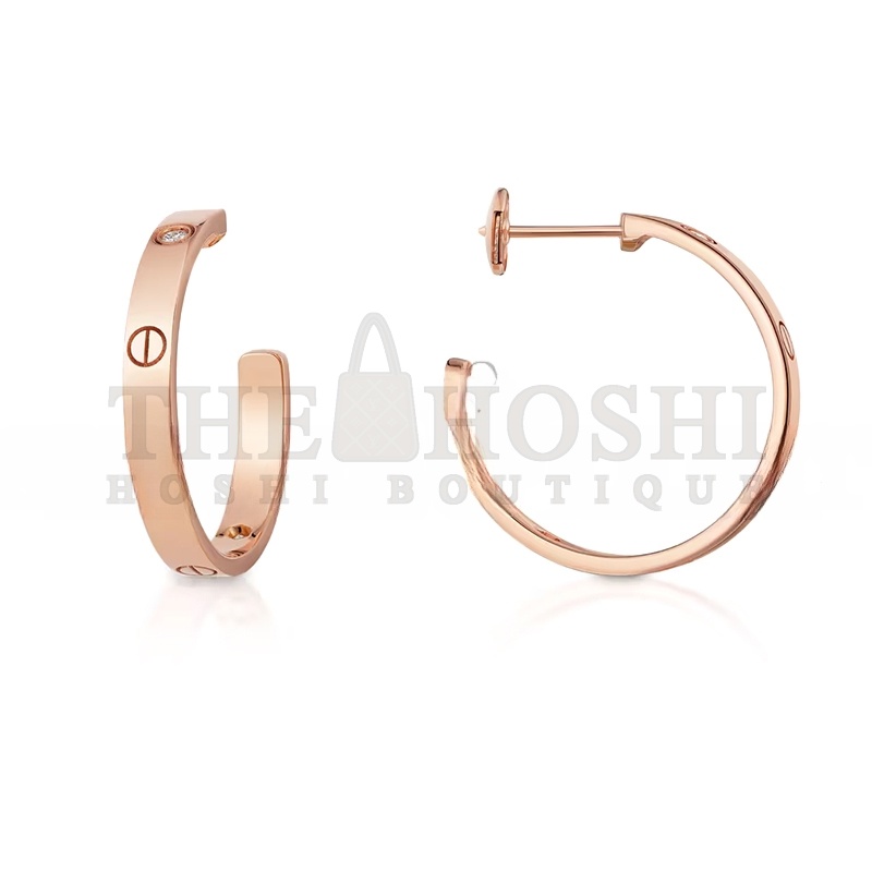 Ca*t1er LOVE HOOP EARRINGS, MEDIUM MODEL, 6 D1am0ndS B8301433 Master Quality