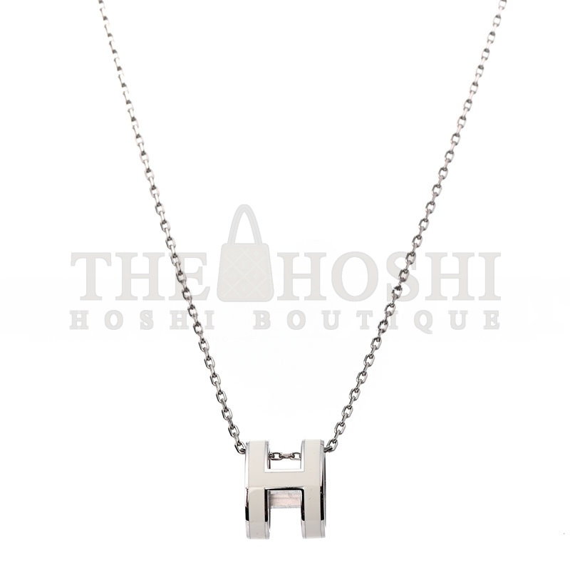 H**me5 LACQUERED PALLADIUM POP H PENDANT NECKLACE WHITE Master Quality