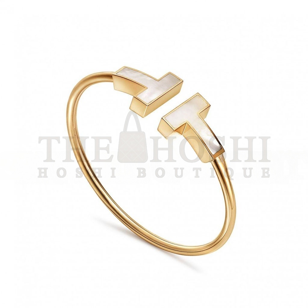 T*f*ny T WIDE MOTHER-OF-PEARL WIRE BRACELET 67863542 Master Quality