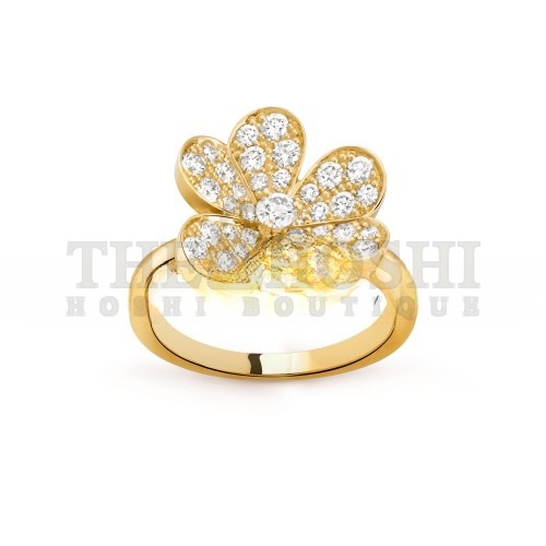 V*n Cl**f ARPELS FRIVOLE RING, 1 FLOWER, SMALL MODEL - YELLOW GOLD, D1am0nd VCARP2V000 Master Quality