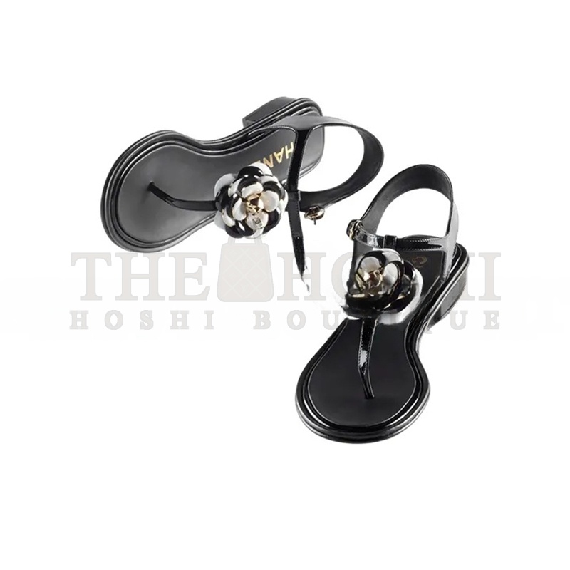 Ch**el SANDALS PATENT CALFSKIN & METAL BLACK G39165 X56607 K4426 Master Quality