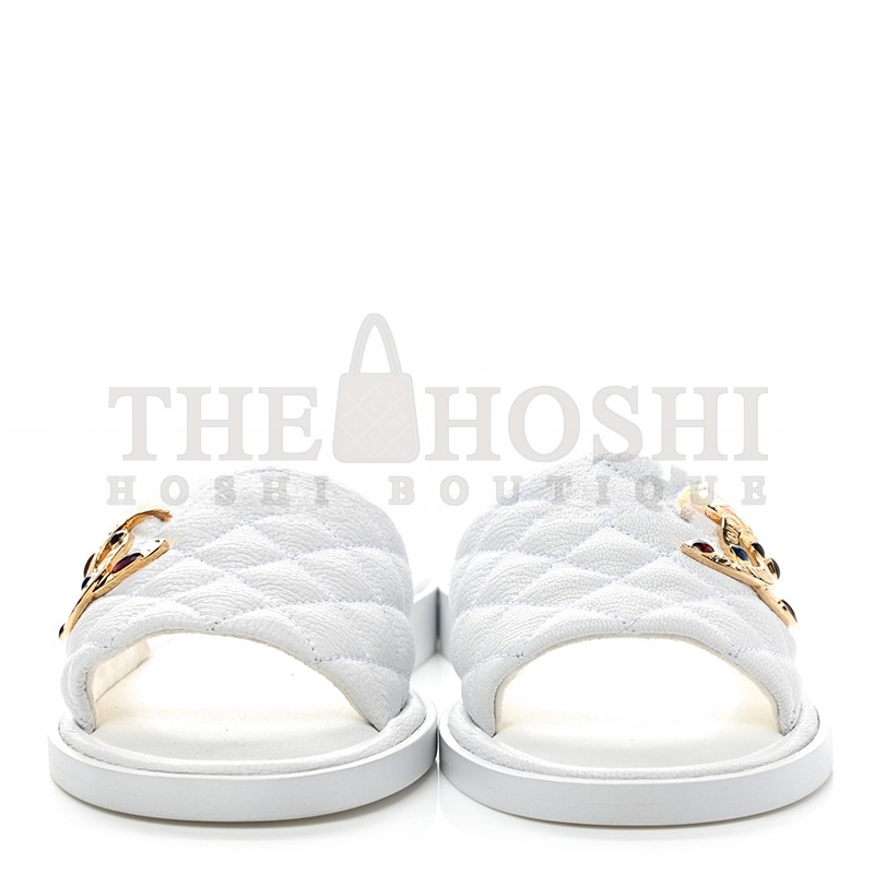 Ch**el MULES SHINY GOATSKIN & METAL WHITE G38794 X56519 0N778 Master Quality