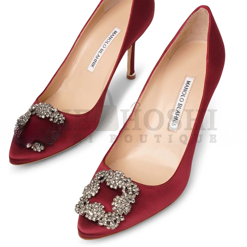 Man010 B1ahn*k HANGISI 90 DARK RED SATIN PUMPS 9XX-0663-0039 Master Quality