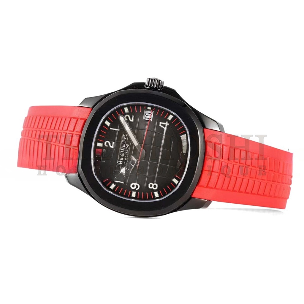 Pat*k Phi1i*pe AQUANAUT‘BLACK VENOM’BLACK DIAL ON RED RUBBER STRAP40MM WATCH 5167A Master Quality